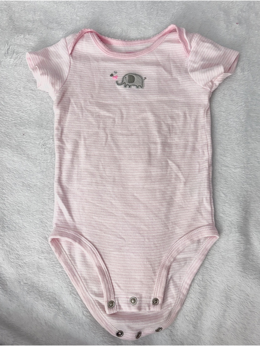 Carter's Light Pink Striped Elephant Short-Sleeve Bodysuit